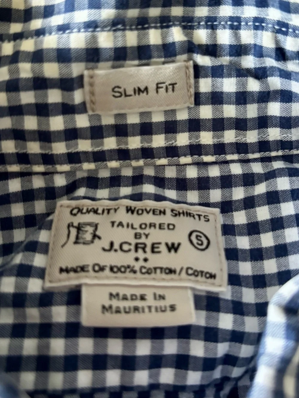J. Crew Men’s Slim Fit Blue and White Gingham Button-Down Shirt